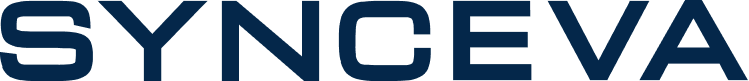 The image displays the word “SYNCEVA” in bold, dark blue, uppercase letters on a light background.